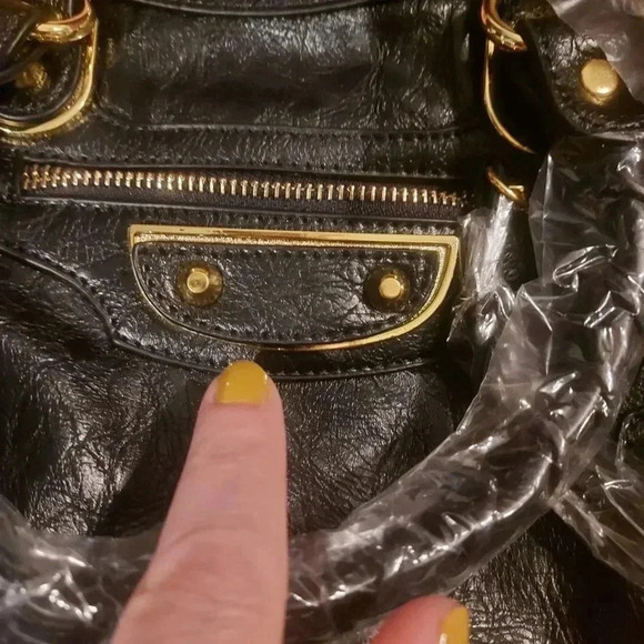 Black Vegan Leather Moto City Satchel Bag with Tassels Removable Strap - Picture 9 of 15